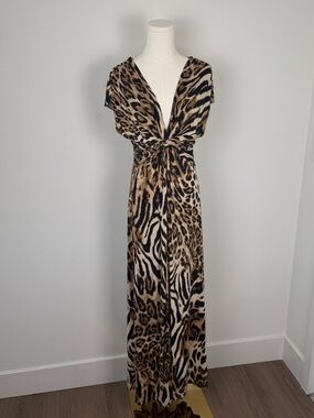 Carina Animal Print Twist Front Maxi Dress